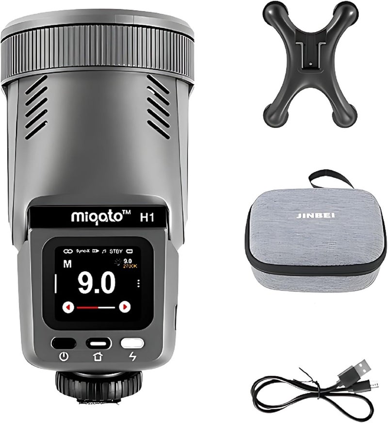 Jinbei H1S Flash & LED Video Light 2-in-1 Camera Flash Speedlite, GN28, 0.05~1.5s Recycle time HSS/TTL Built in Fresnel Lens,HD Colour Touch Screen,Compatible with Sony Cameras - Image 1